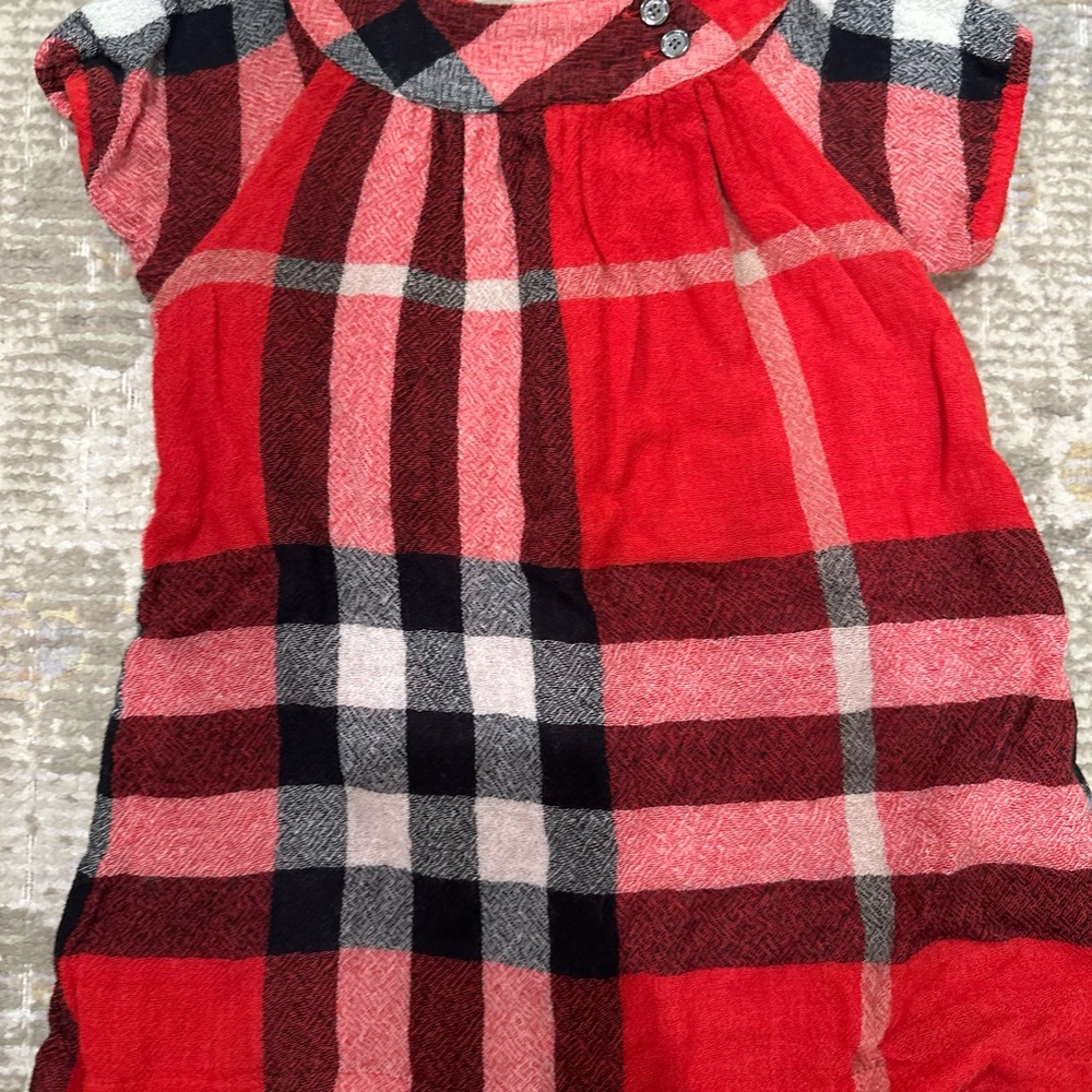 Burberry Red and Black Checkered Dress